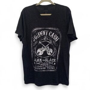 Johnny Cash Man in Black Gray Short Sleeve Tee Shirt